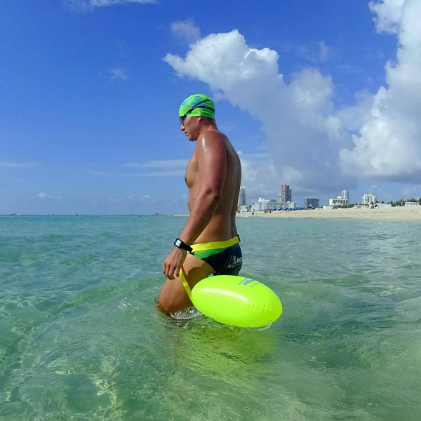 Swim Buoy - New Wave Swim Bubble For Open Water Swimmers And Triathletes - Yellow