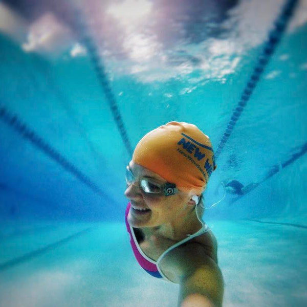 Swim Cap Orange - New Wave Silicone Swim Cap best open water swim buoy