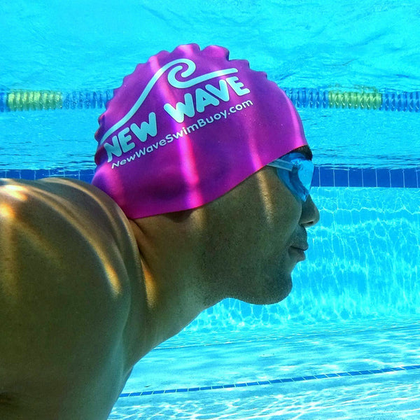 Swim Cap Pink - New Wave Silicone Swim Cap best open water swim buoy