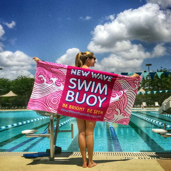 Towel Pink - New Wave Polar Fleece Swim Towel-Blanket-Shawl best open water swim buoy