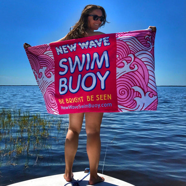 Towel Pink - New Wave Polar Fleece Swim Towel-Blanket-Shawl best open water swim buoy