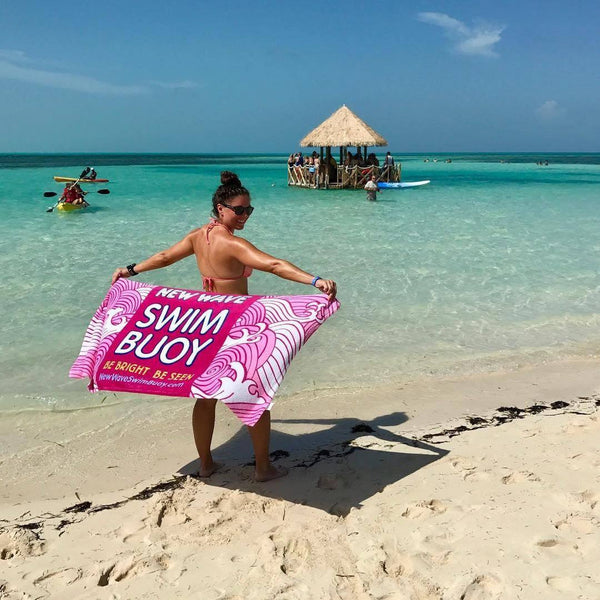 Towel Pink - New Wave Polar Fleece Swim Towel-Blanket-Shawl best open water swim buoy