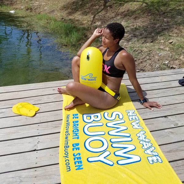 Towel Yellow - New Wave Polar Fleece Swim Towel-Blanket-Shawl best open water swim buoy