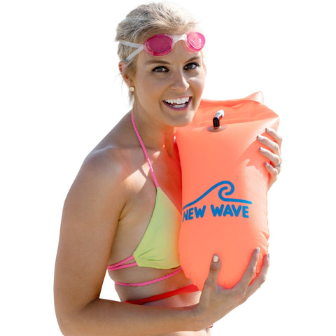 The Best Open Water Swim Buoy - New Wave Swim Buoy - Medium in Bright Orange