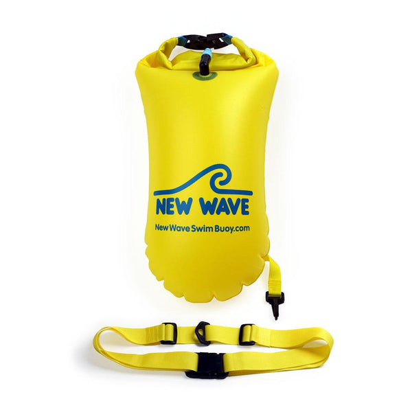 New Wave Open Water Swim Buoy - Medium (15 Liter) - PVC Yellow by New Wave Swim Buoy for Open Water Swimmers, Triathletes & SwimRun Otillo ÖTILLÖ channel swimmers
