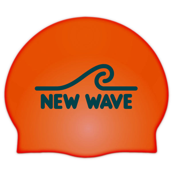 Swim Cap Orange - New Wave Silicone Swim Cap best open water swim buoy