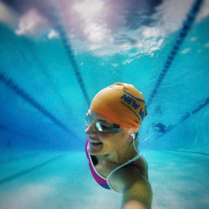 Swim Cap Orange - New Wave Silicone Swim Cap best open water swim buoy