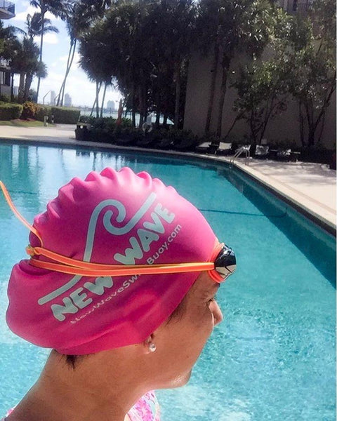 Swim Cap Pink - New Wave Silicone Swim Cap best open water swim buoy