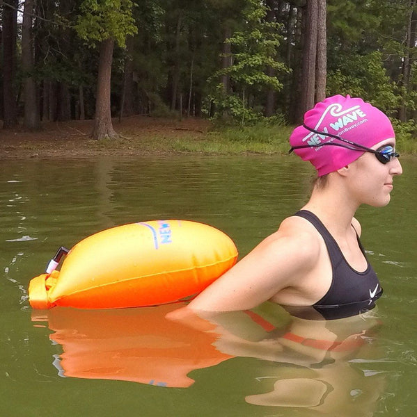 Swim Cap Pink - New Wave Silicone Swim Cap best open water swim buoy