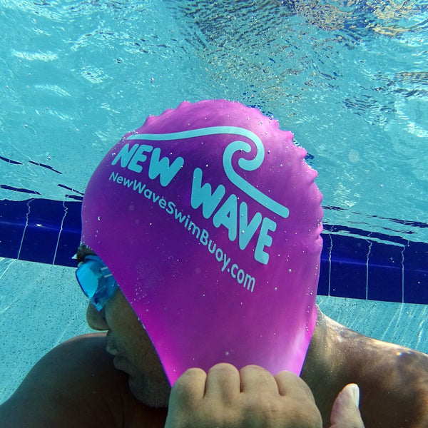 Swim Cap Pink - New Wave Silicone Swim Cap best open water swim buoy