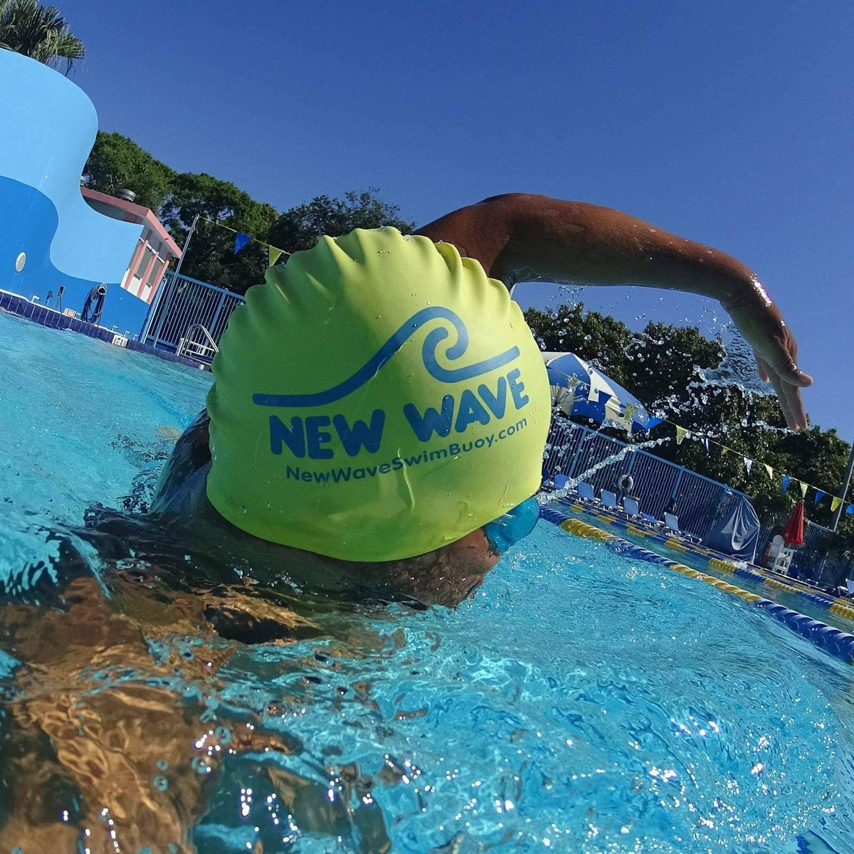 Swim Cap Yellow - New Wave Silicone Swim Cap best open water swim buoy