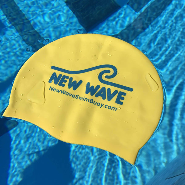 Swim Cap Yellow - New Wave Silicone Swim Cap best open water swim buoy