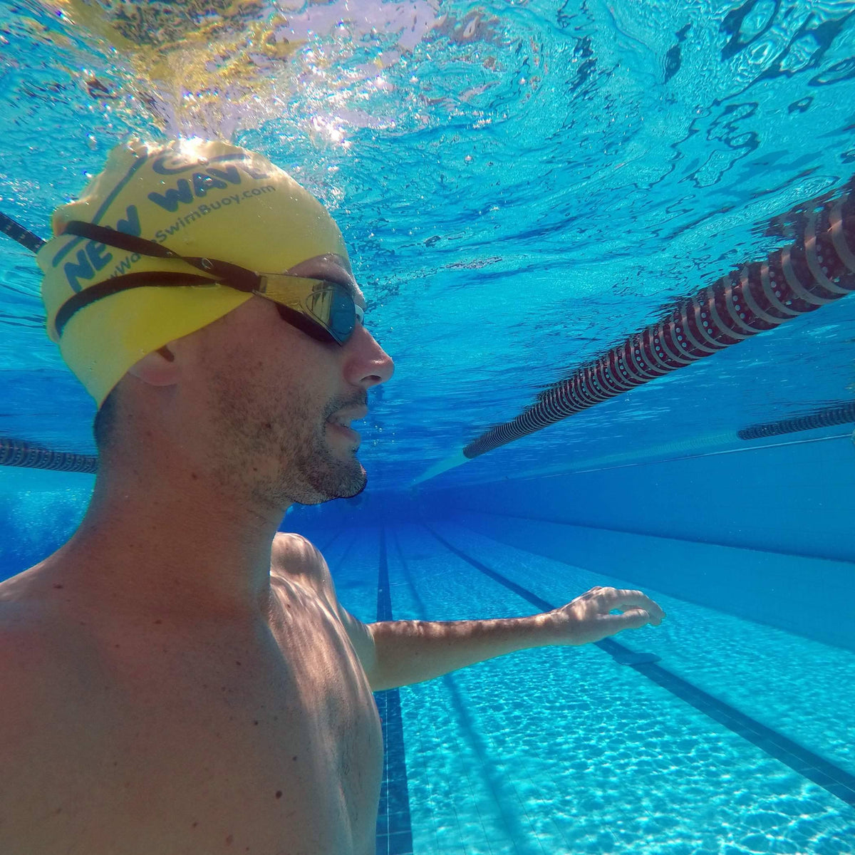 Swim Cap Yellow - New Wave Silicone Swim Cap best open water swim buoy