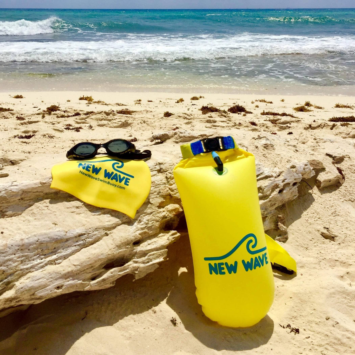 Swim Cap Yellow - New Wave Silicone Swim Cap best open water swim buoy