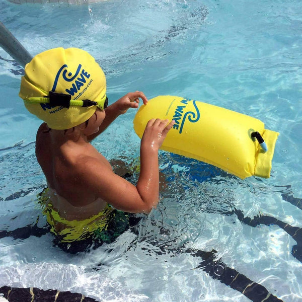 Swim Cap Yellow - New Wave Silicone Swim Cap best open water swim buoy