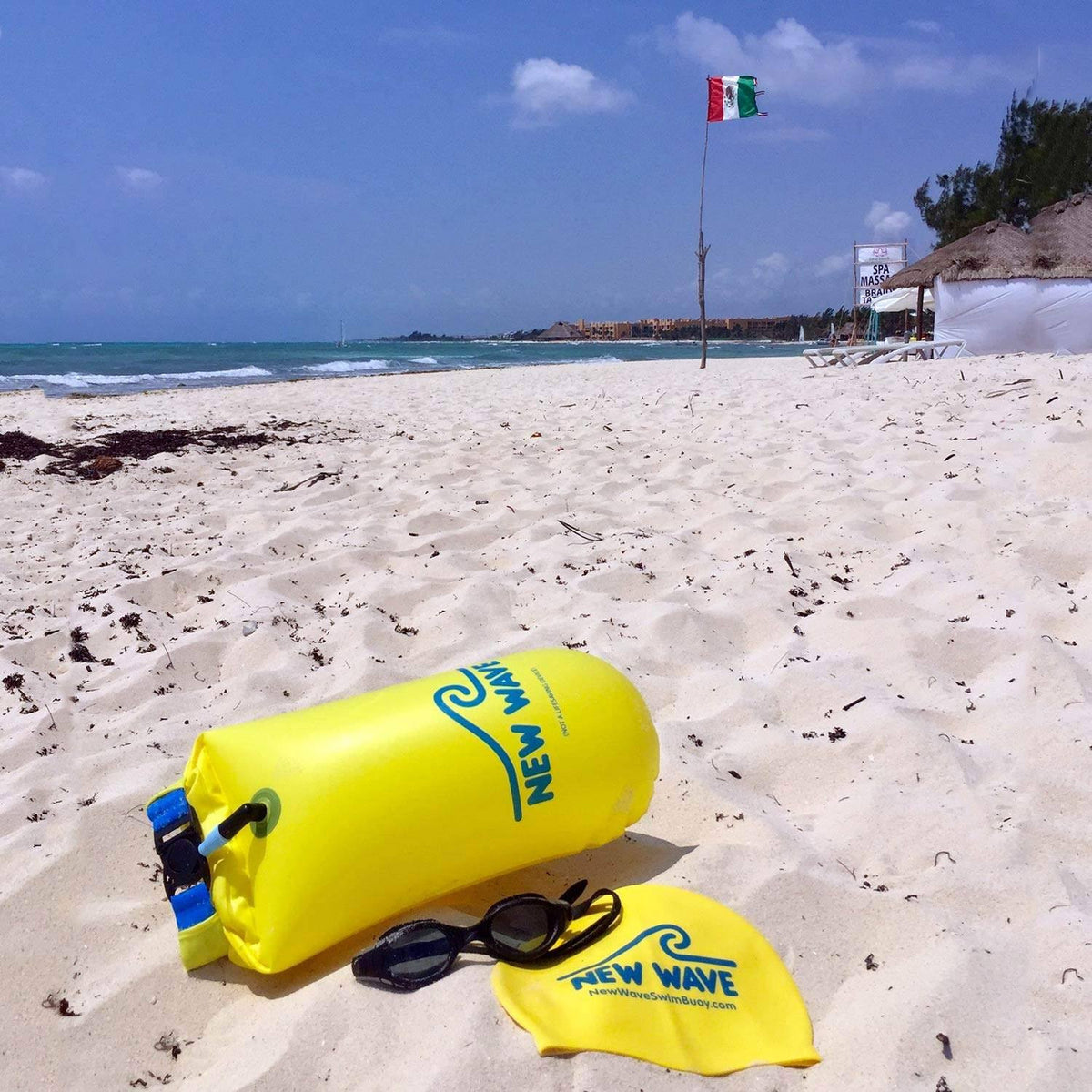 Swim Cap Yellow - New Wave Silicone Swim Cap best open water swim buoy