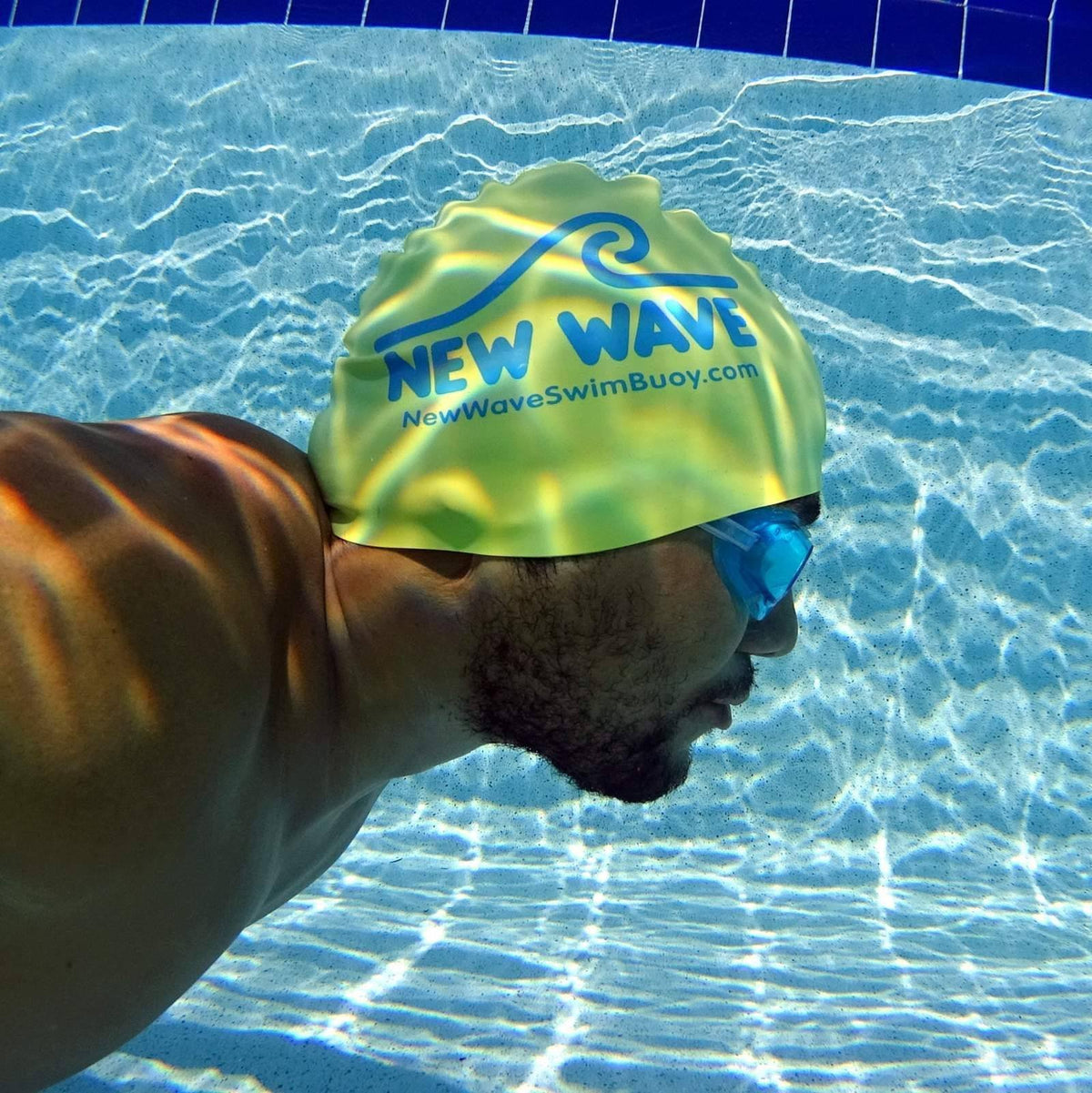 Swim Cap Yellow - New Wave Silicone Swim Cap best open water swim buoy